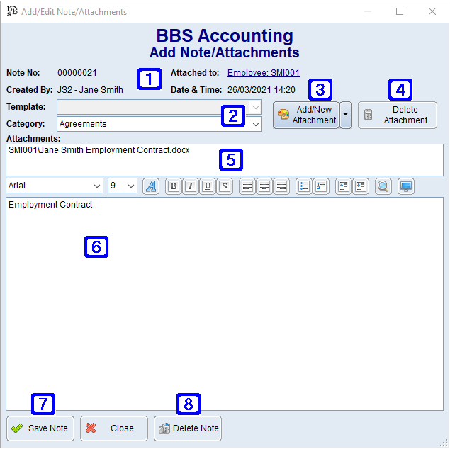 Add/Edit Note/Attachments Screen Add/Edit Note/Attachments Screen