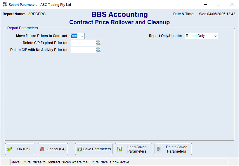 Contract Price Rollover and Cleanup Screen Contract Price Rollover and Cleanup Screen