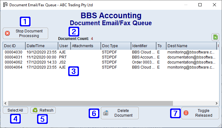 Document Processing Queue Screen Document Processing Queue Screen